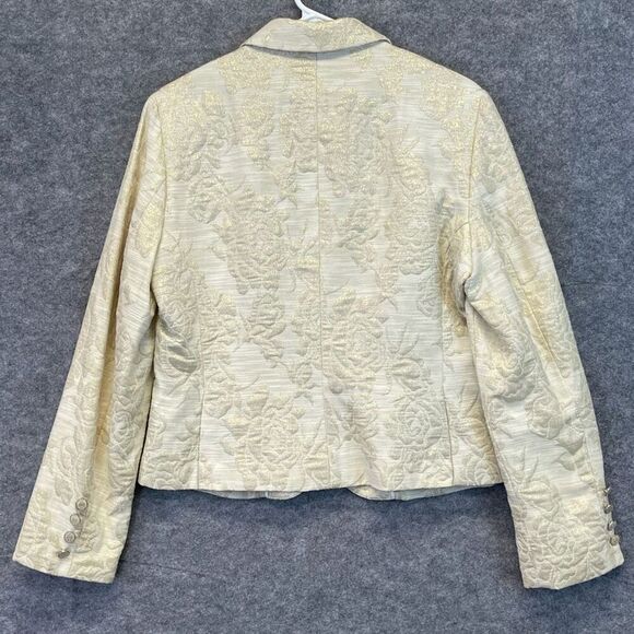 GEORGE Me Designs By Mark Eisen Blazer Women's Size 12 Cream Floral Metallic - Picture 8 of 13